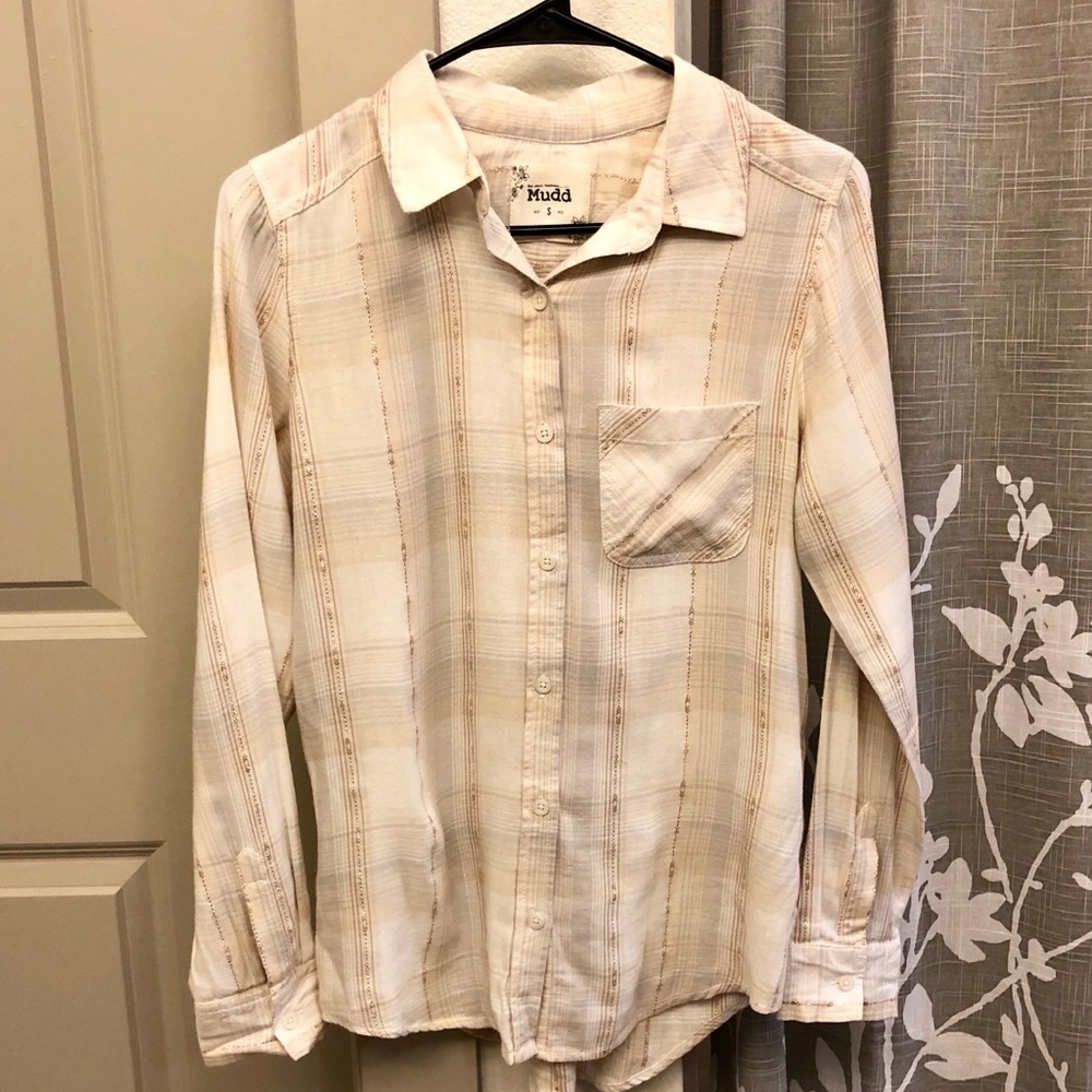 Mudd Cream with Rose Gold Threading Flannel Top